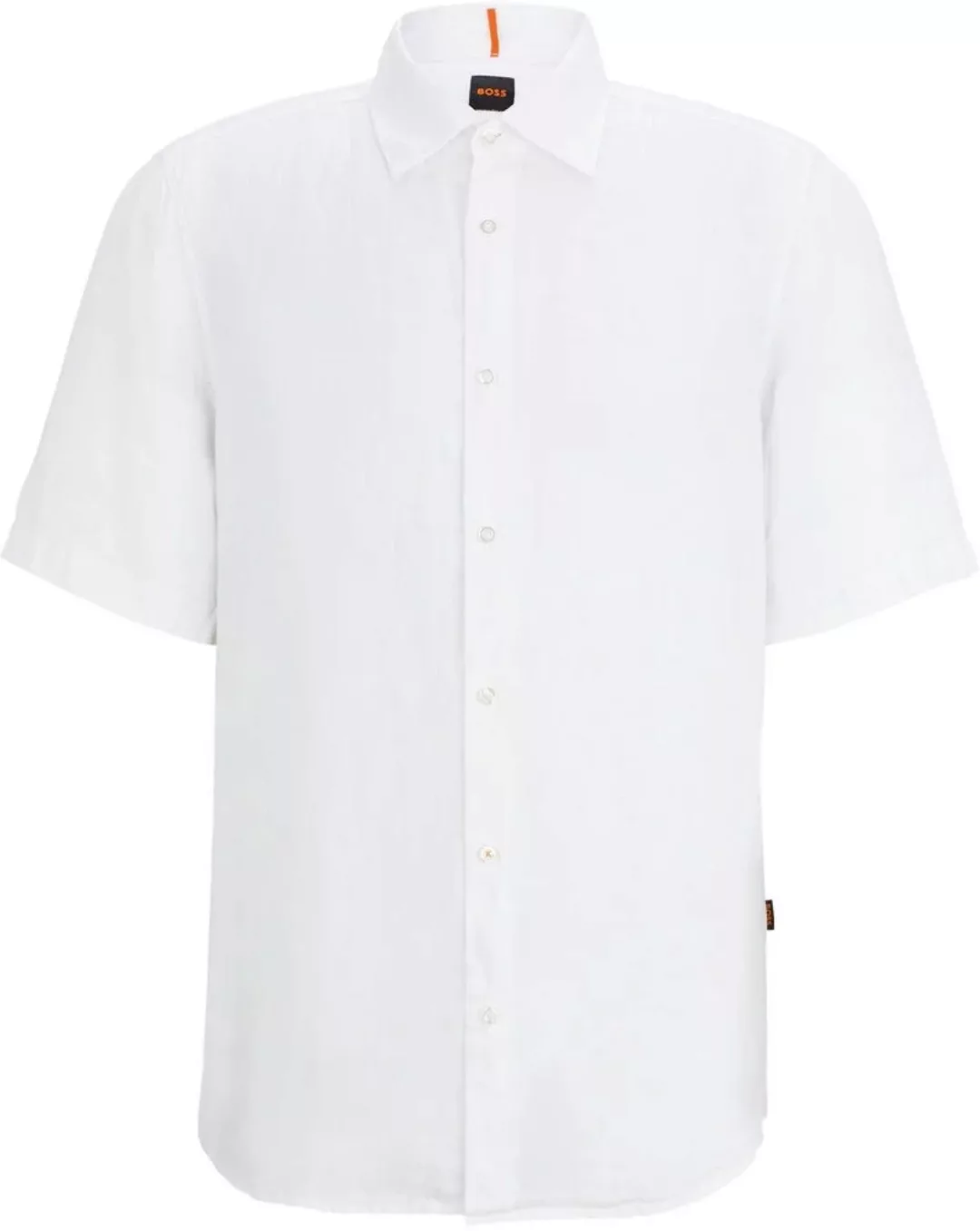 BOSS Rash Short Sleeve Hemd Leinen Weiß - Größe L günstig online kaufen