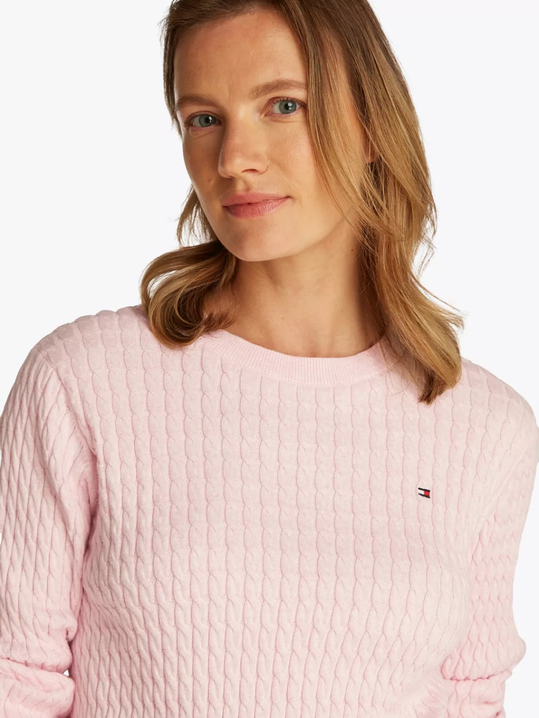 Tommy Hilfiger Rundhalspullover CO CABLE C-NK LS SWEATER mit Zopfmuster günstig online kaufen