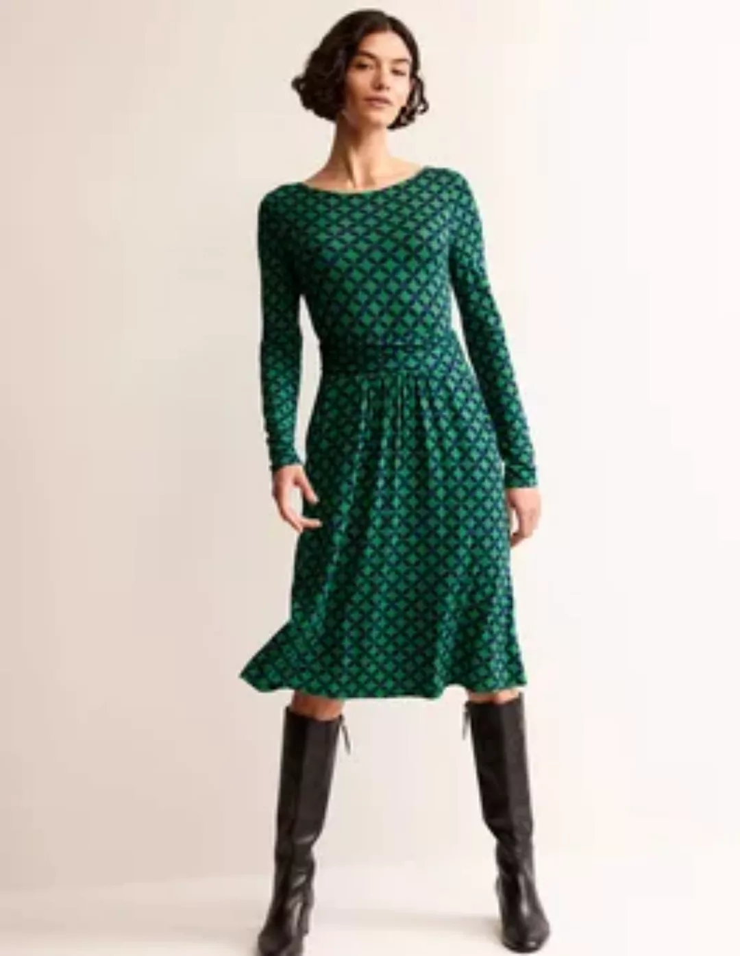 Abigail Jersey-Kleid Damen Boden, Grün, Diamond Terrace günstig online kaufen