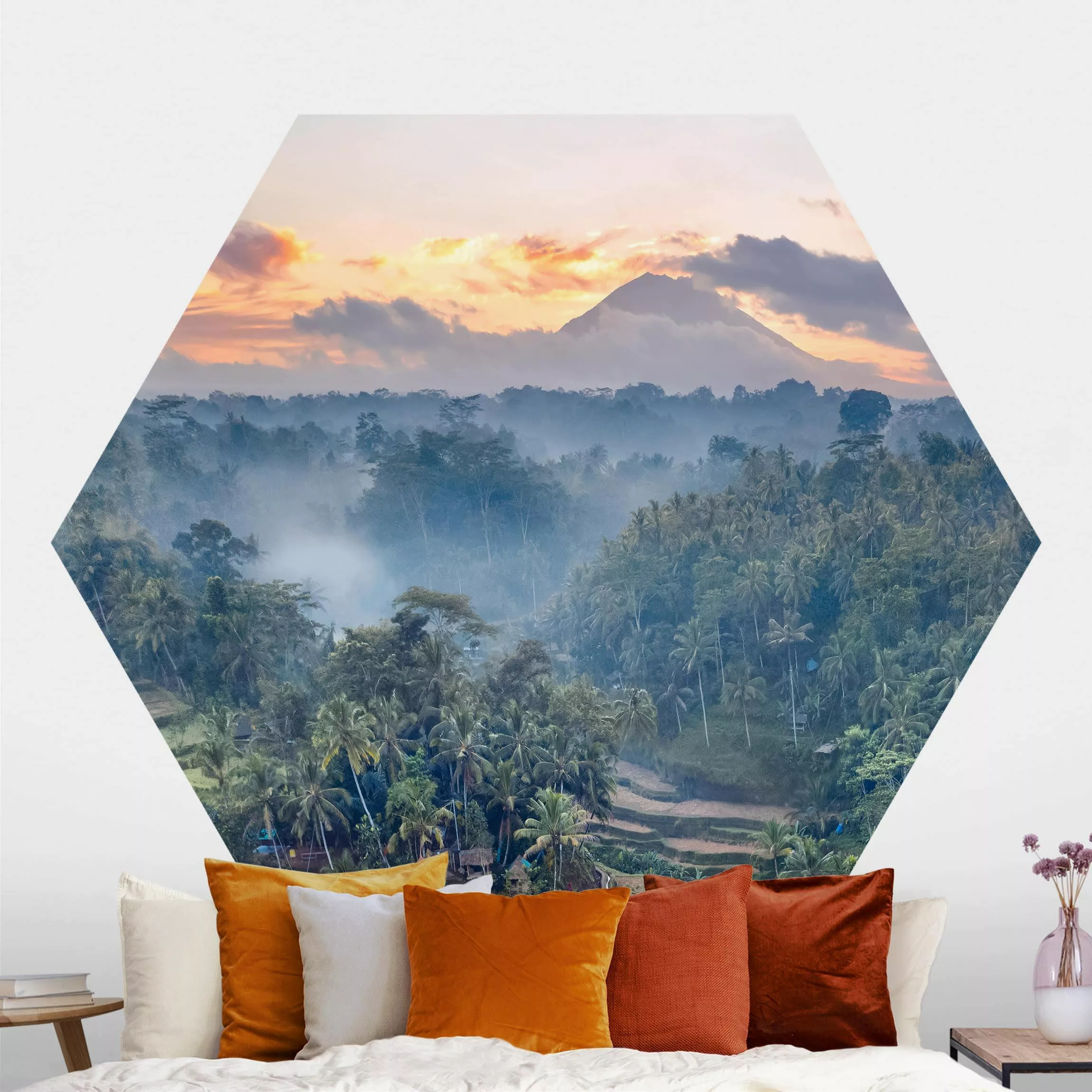 Hexagon Fototapete selbstklebend Landschaft in Bali günstig online kaufen