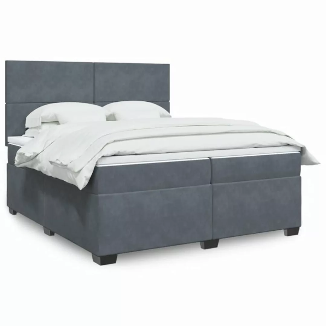 furnicato Bettgestell Boxspringbett mit Matratze Dunkelgrau 200x200 cm Samt günstig online kaufen