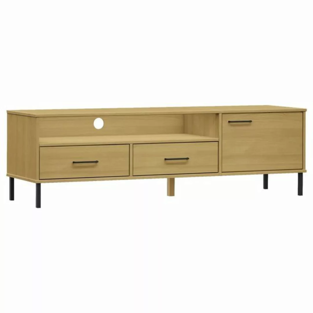 furnicato TV-Schrank OSLO mit Metallbeinen Braun Massivholz Kiefer (1-St) günstig online kaufen