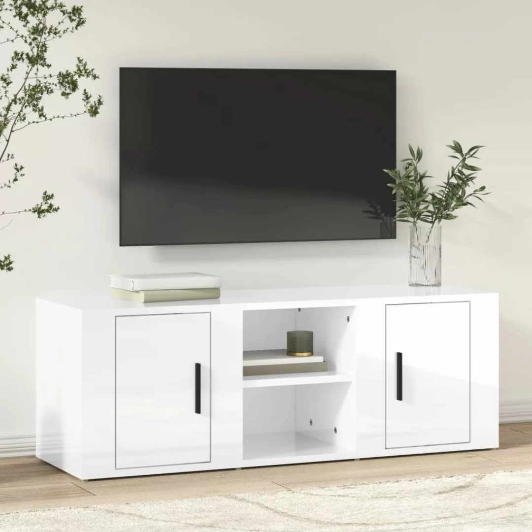 Vidaxl Tv-schrank Hochglanz-weiß 100x31,5x35 Cm Holzwerkstoff günstig online kaufen