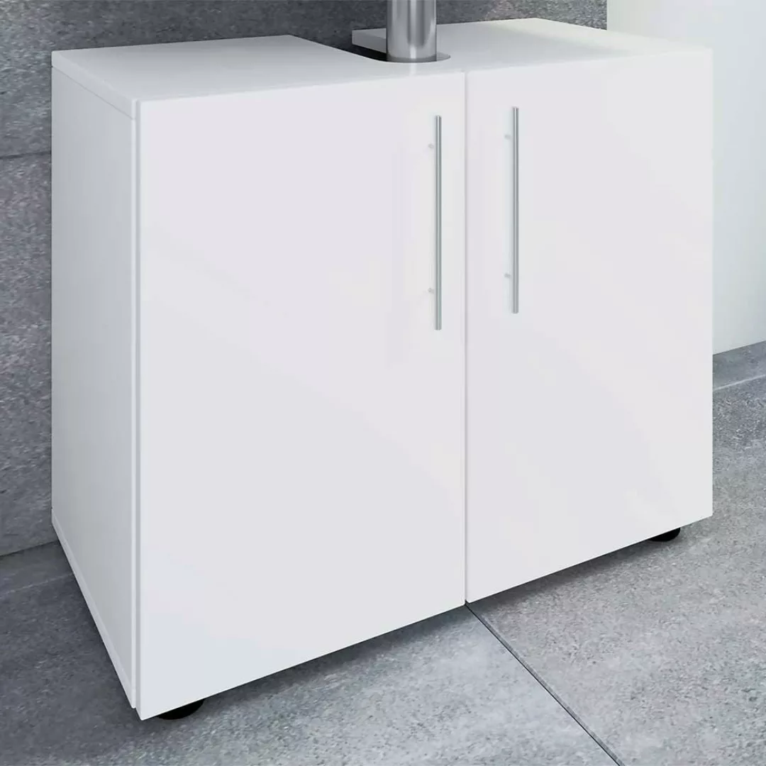 Weißer Waschtischschrank mit Drehtüren modernem Design günstig online kaufen