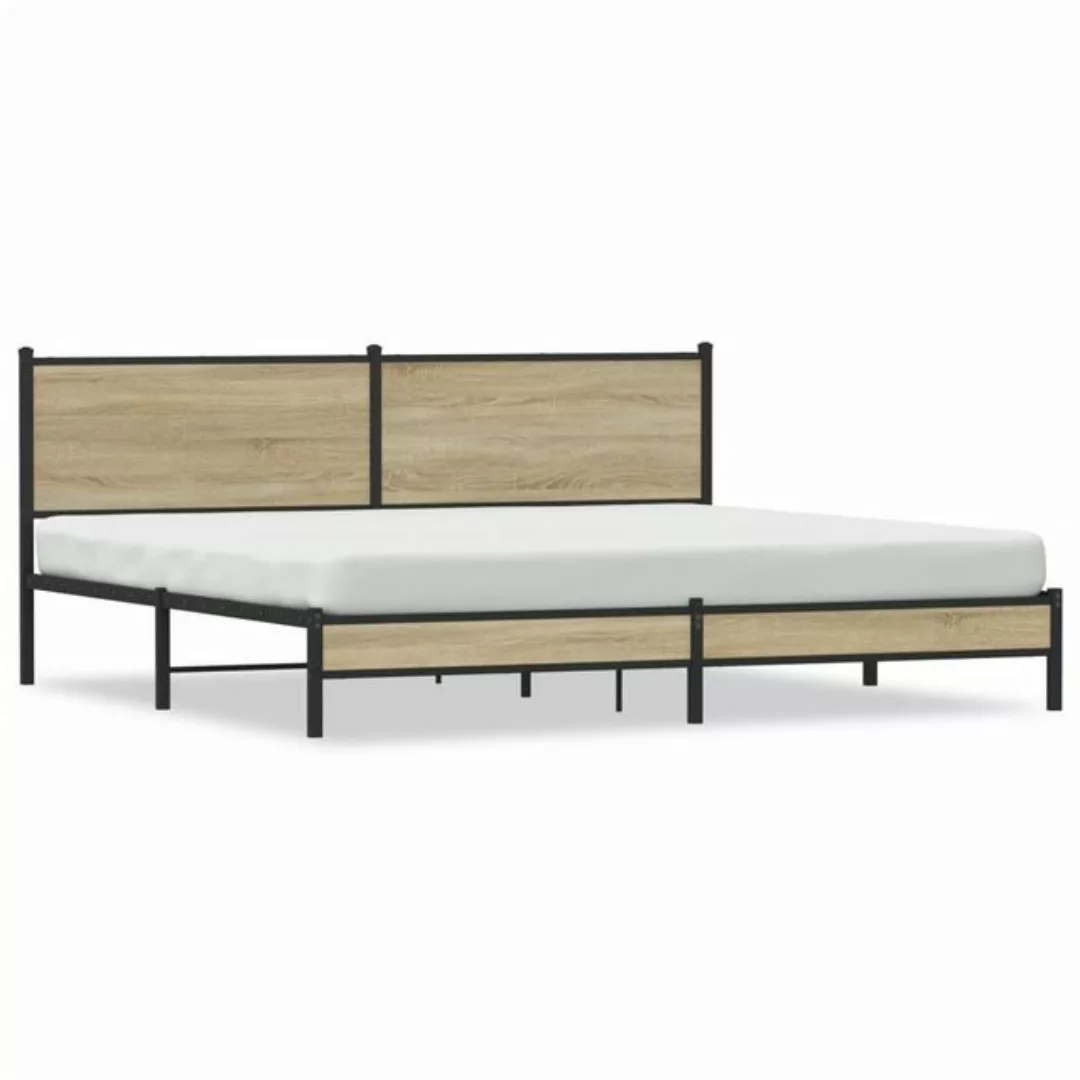 vidaXL Bett Metallbett ohne Matratze Sonoma-Eiche 200x200 cm günstig online kaufen