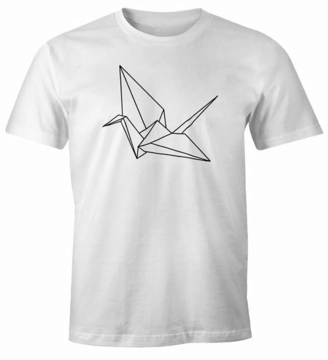 MoonWorks Print-Shirt Herren T-Shirt Origami Kranich Crane Vogel Bird Geome günstig online kaufen