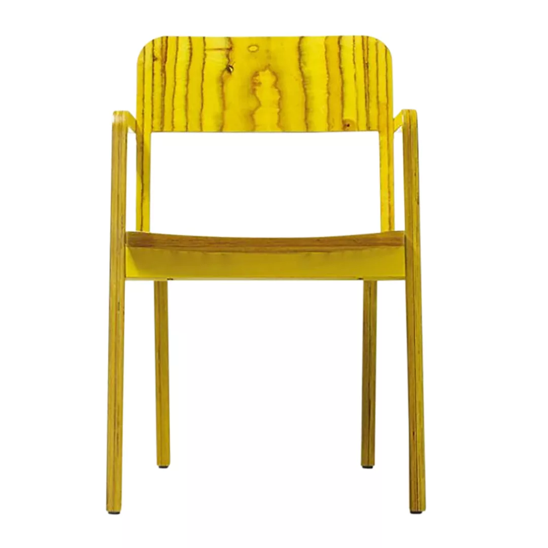 Richard Lampert - Prater Chair Armlehnstuhl - Multiplex gelb/formgefräst/Bx günstig online kaufen