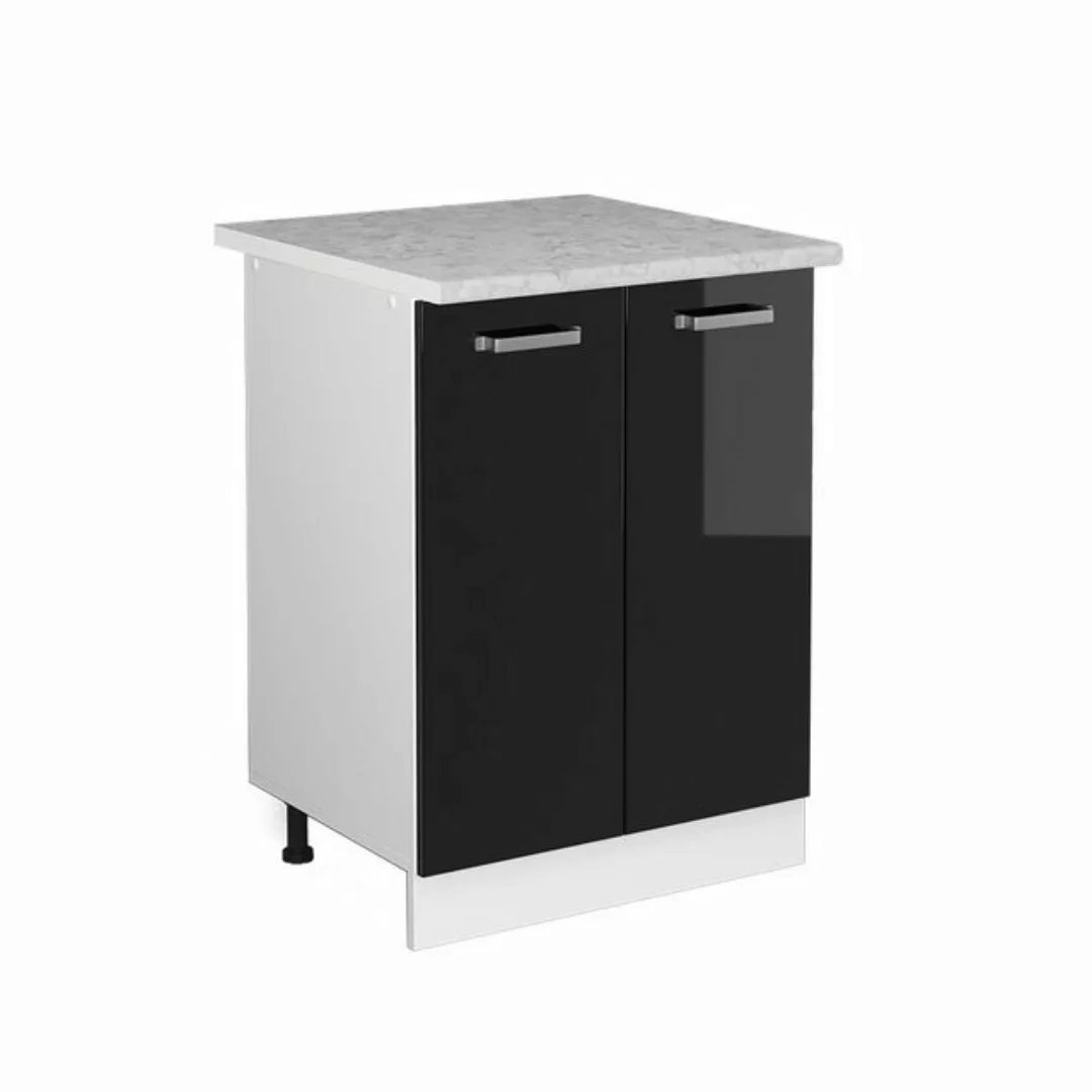 Vicco Unterschrank Küchenschrank R-Line Solid Weiß Schwarz 60 cm mit Arbeit günstig online kaufen
