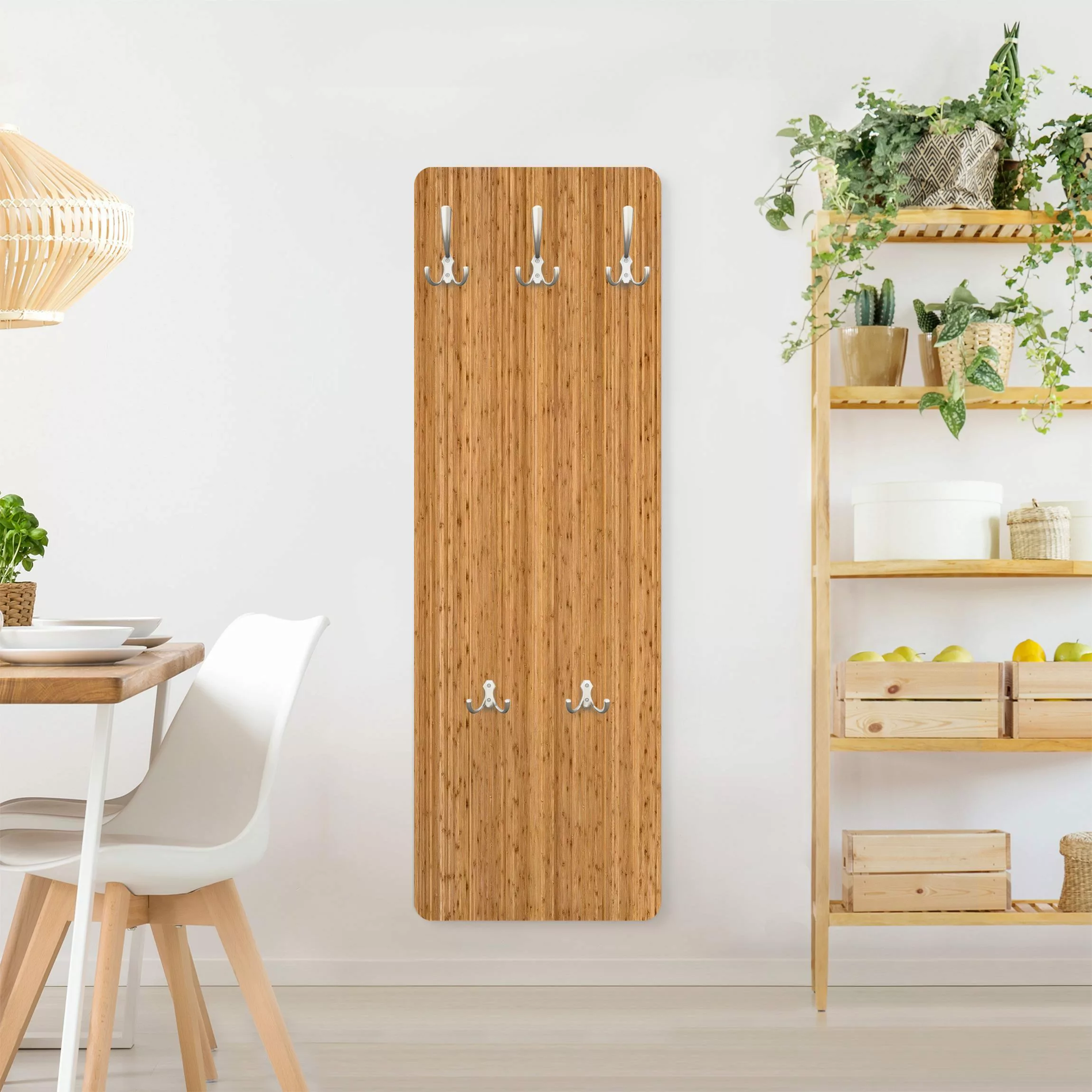 Wandgarderobe Holzpaneel Holzoptik Bambus günstig online kaufen