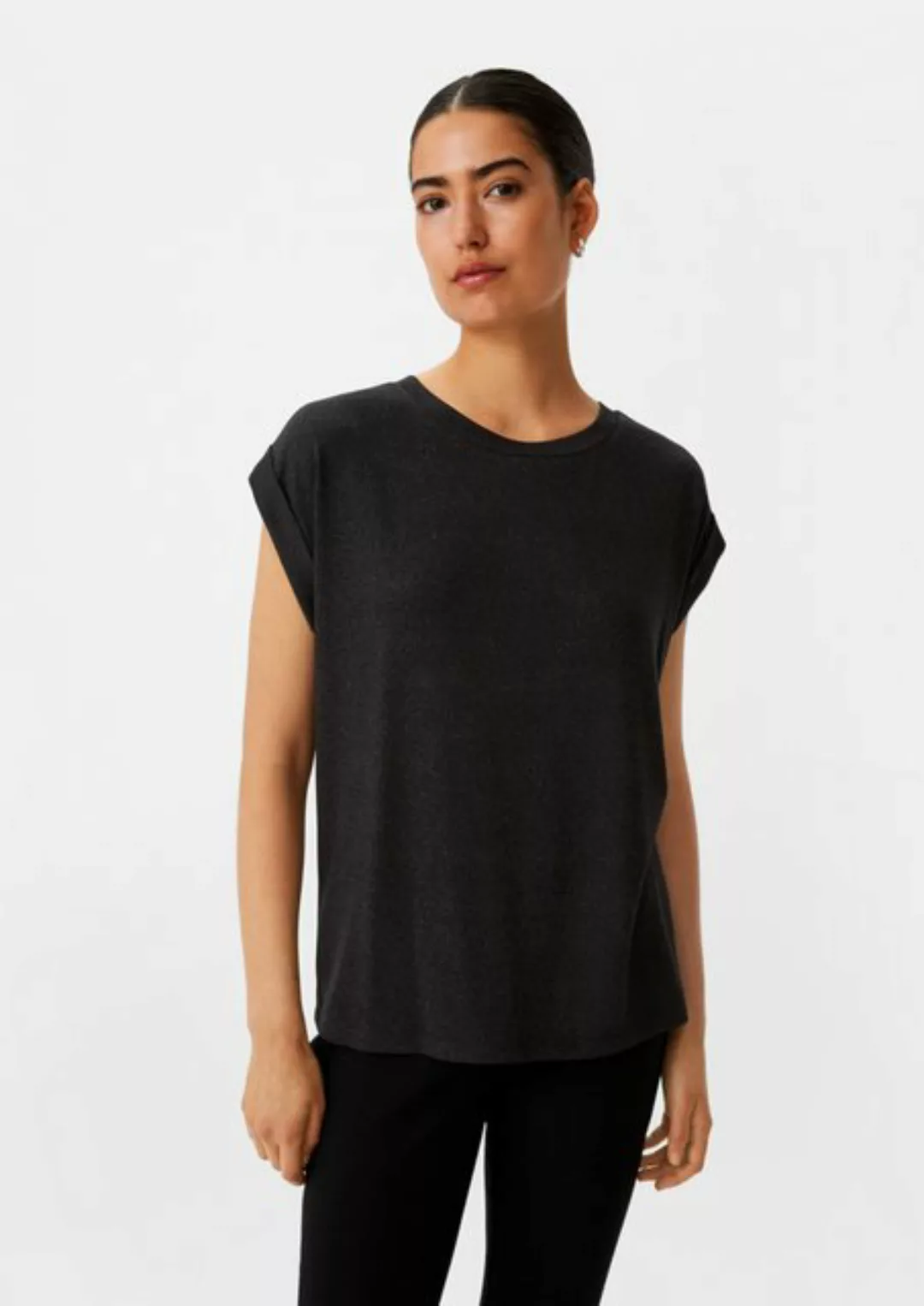 comma casual identity Shirttop T-Shirt mit Glitzergarn Logo, Glitzergarn günstig online kaufen