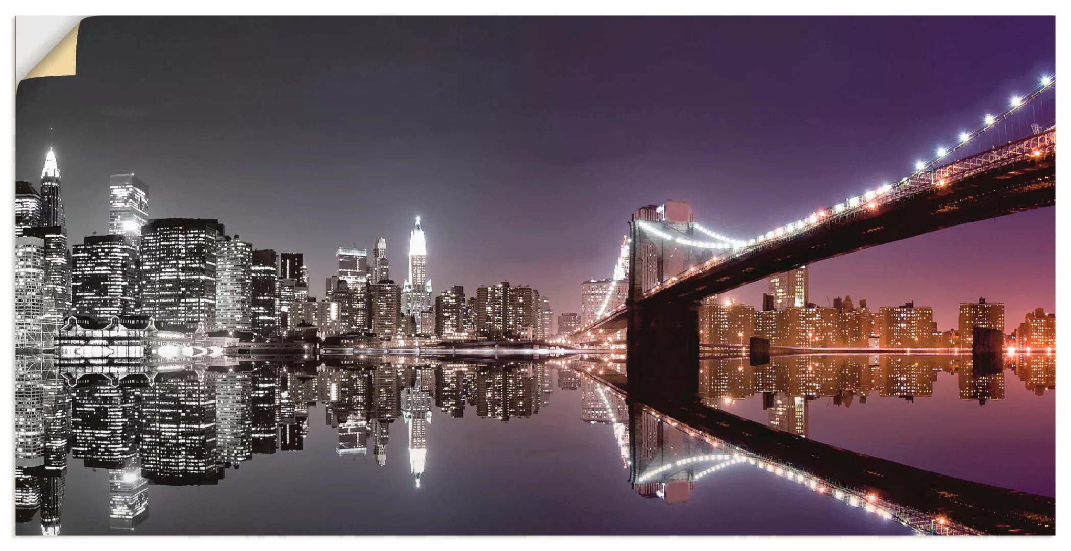 Artland Wandbild "New York Skyline nächtliche Reflektion", Amerika, (1 St.) günstig online kaufen