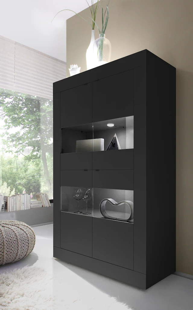 INOSIGN Vitrine "Basic Höhe 162 cm, Standvitrine mit 4 Türen - Metallgriffe günstig online kaufen