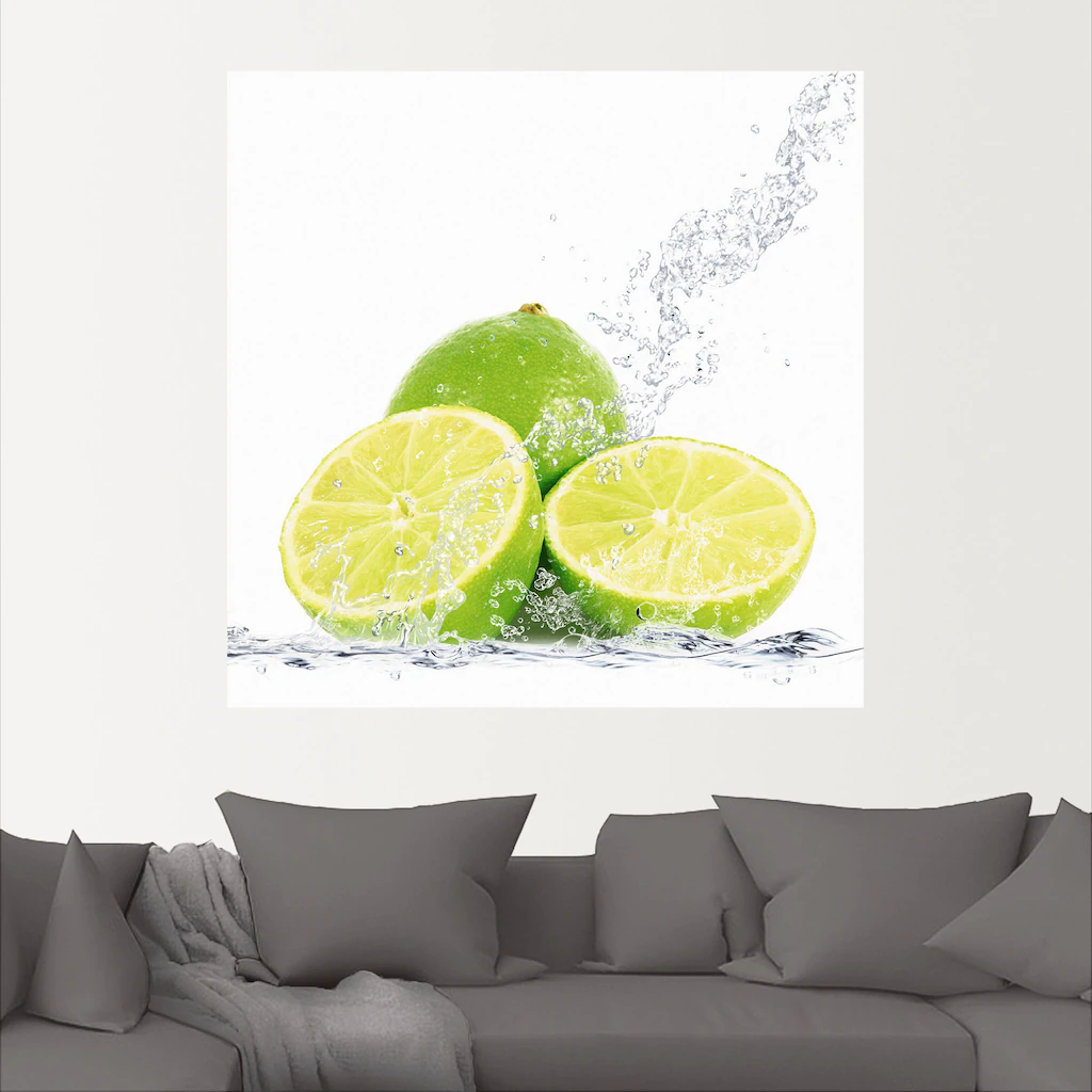 Artland Wandbild »Limette mit Spritzwasser«, Lebensmittel, (1 St.), als Lei günstig online kaufen