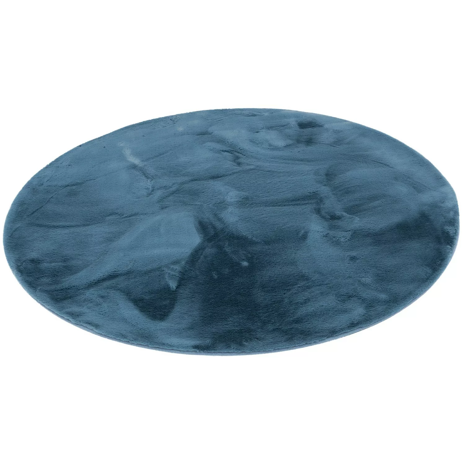 Pergamon Luxus Super Soft Fellteppich Plush Rund Blau 120x120cm günstig online kaufen