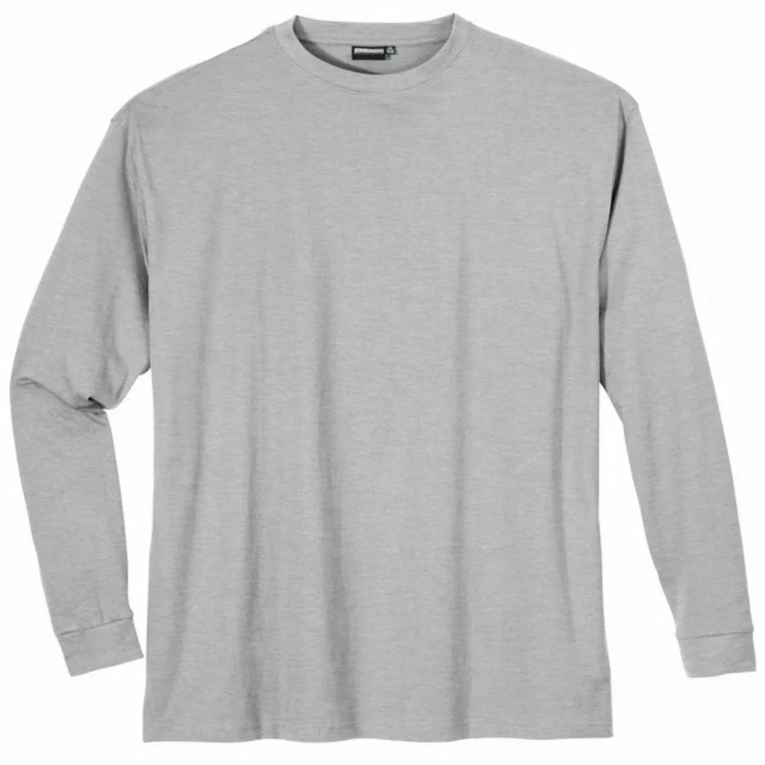 ADAMO Langarmshirt Große Größen Herren Basic Langarmshirt hellgrau melange günstig online kaufen