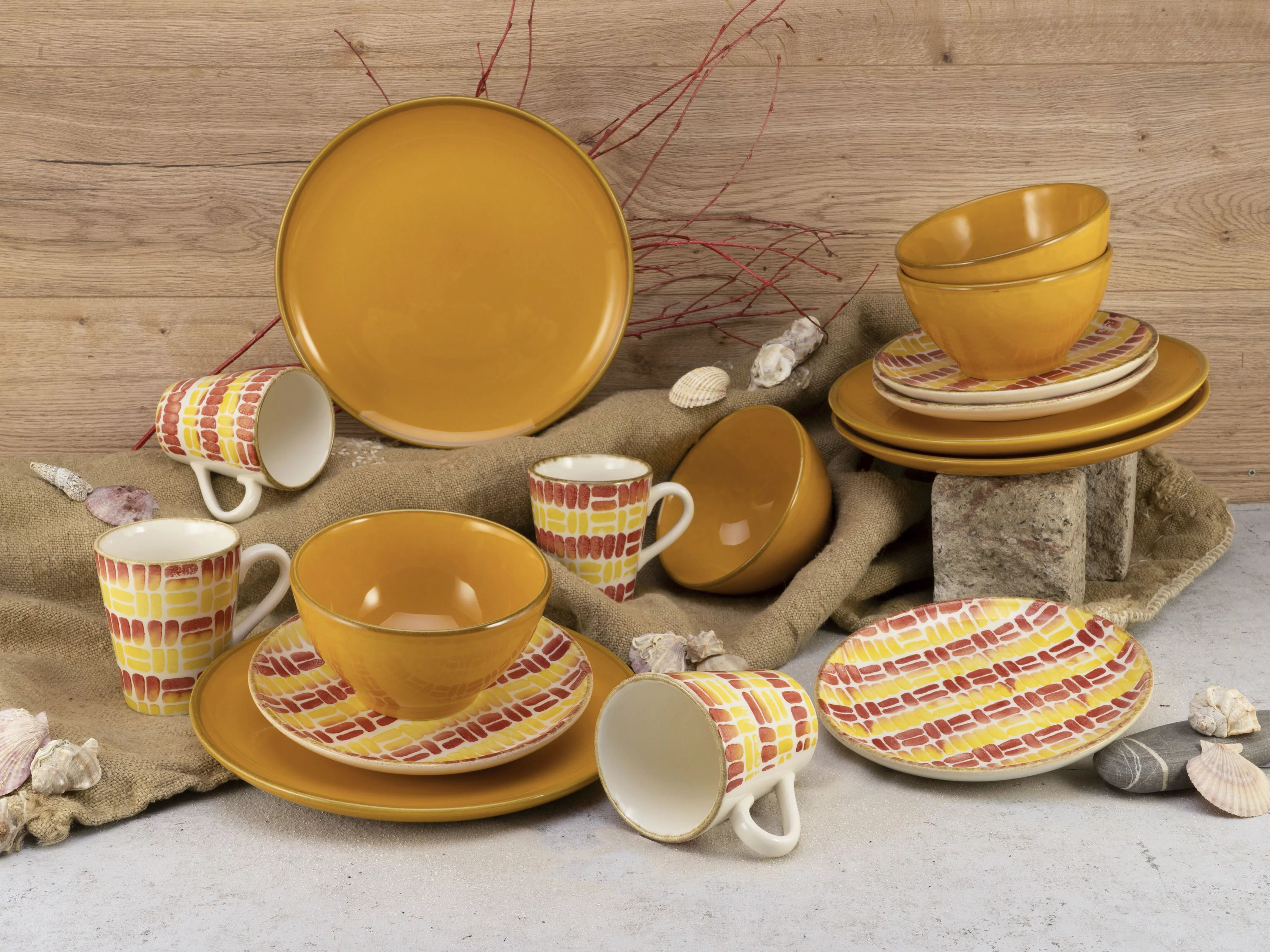 CreaTable Kombiservice »Geschirr-Set Marbella«, (Set, 16 tlg., Kaffeeservic günstig online kaufen