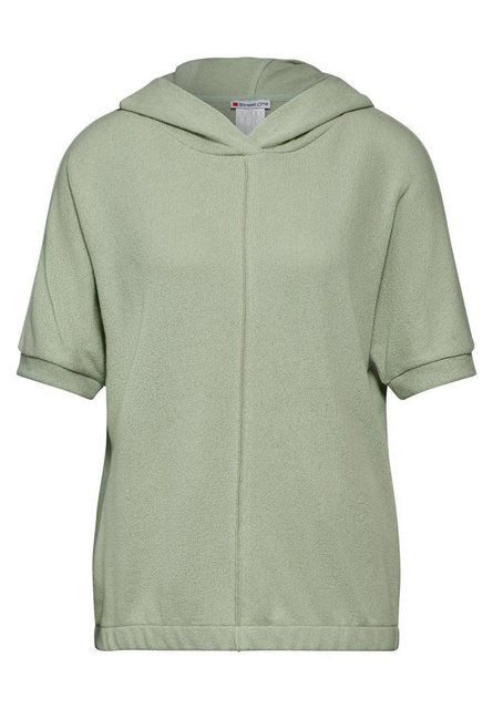 STREET ONE T-Shirt knit look hoody, soft moss green günstig online kaufen