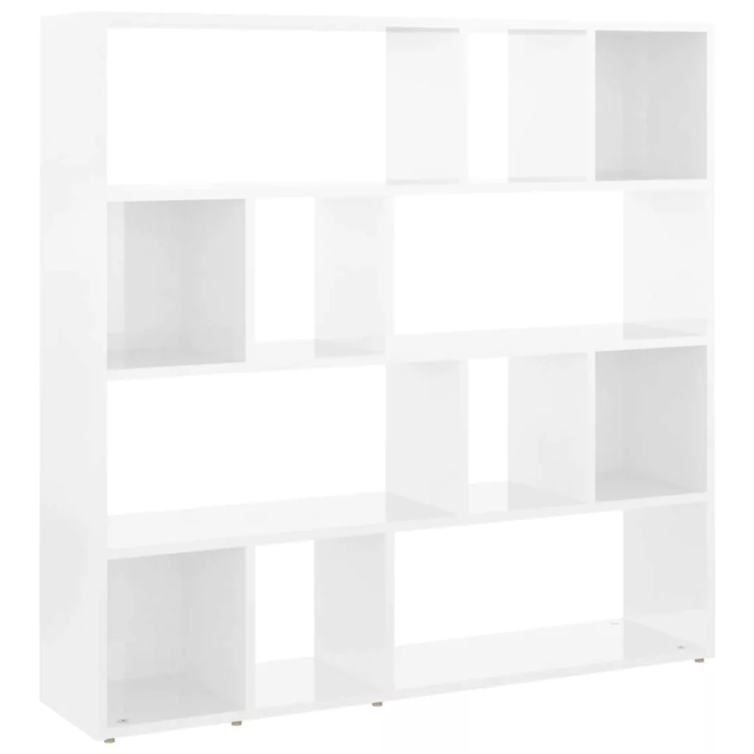 Vidaxl Bücherregal/raumteiler Hochglanz-weiß 105x24x102 Cm günstig online kaufen
