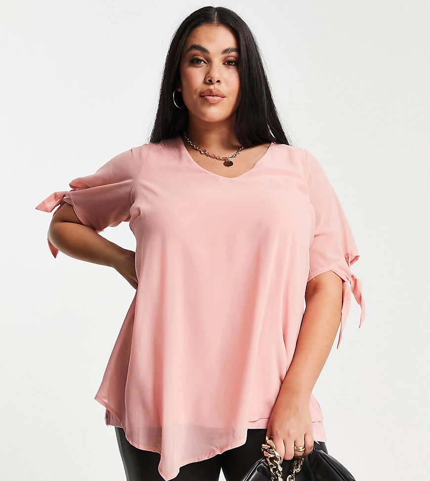 Yours – Exclusive – Kurzärmlige Bluse in Hellrosa günstig online kaufen