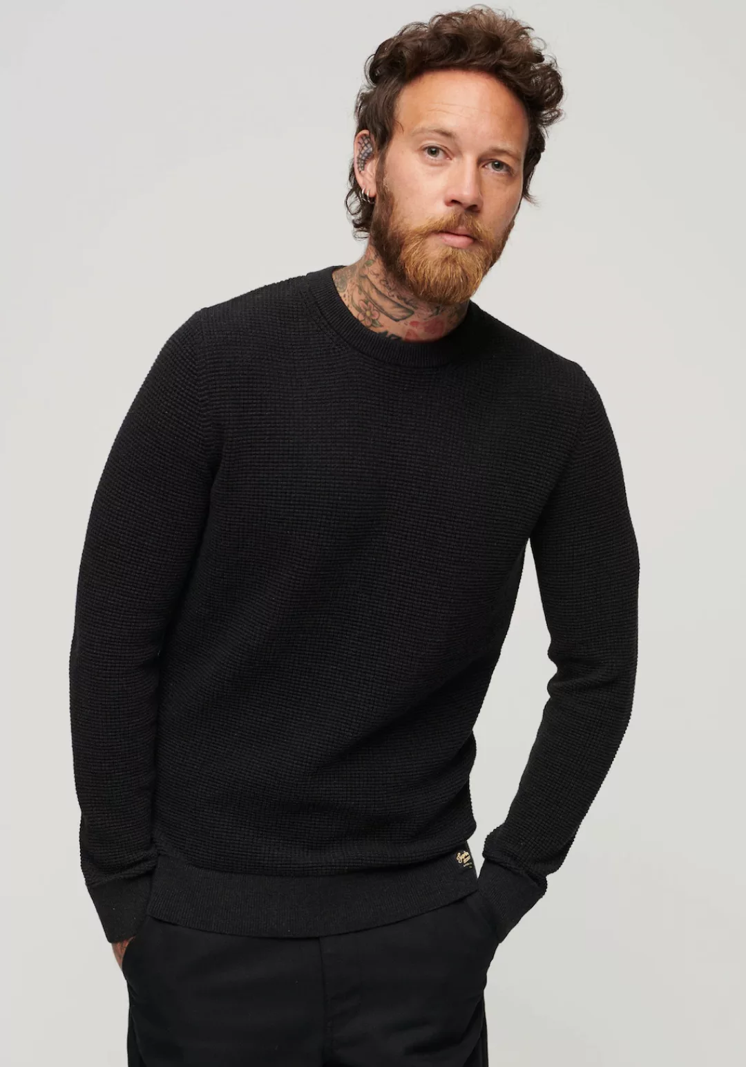 Superdry Strickpullover "TEXTURED CREW KNIT JUMPER", mit strukturiertem Waf günstig online kaufen