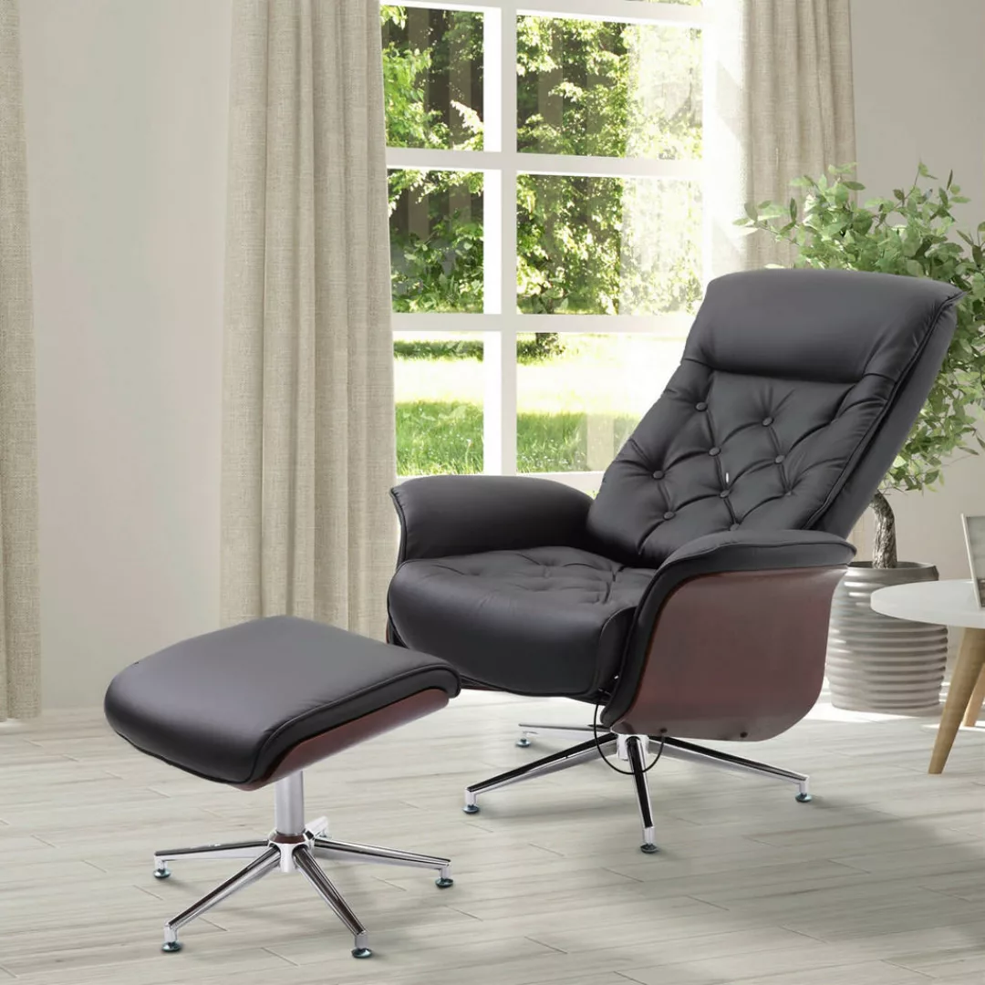 HOMCOM Chesterfield Sessel mit Hocker schwarz günstig online kaufen