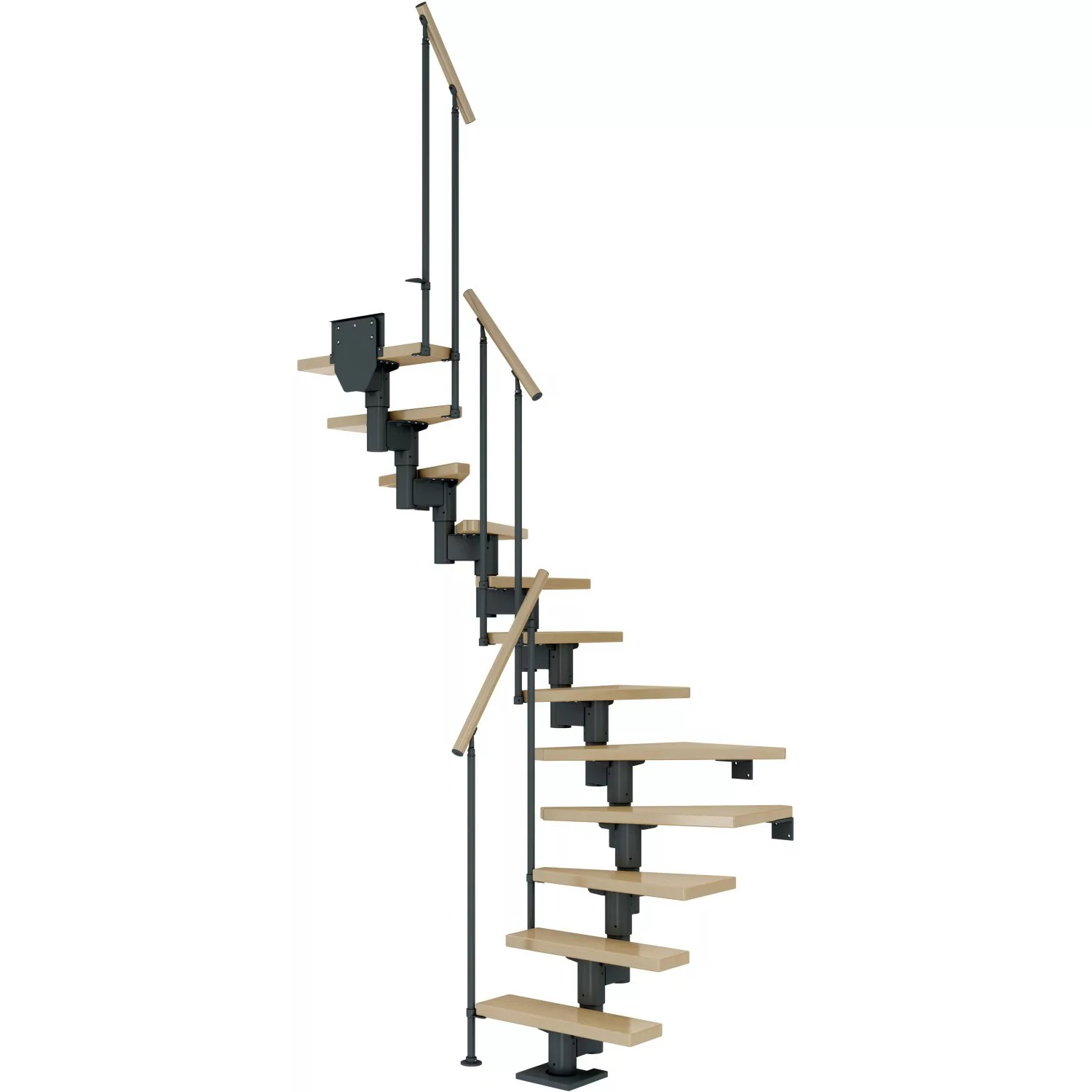 Dolle Mittelholmtreppe Dublin Ahorn Anthrazit GH bis 315 cm 1/2 Gewendelt 6 günstig online kaufen