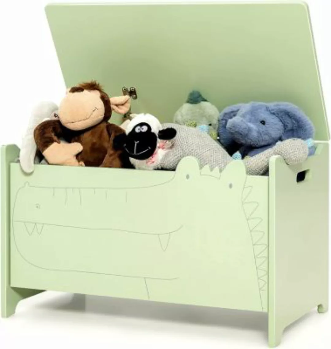 COSTWAY® Standregal Spielzeugtruhe Sitzbank 2 in 1 Krokodilform grün günstig online kaufen