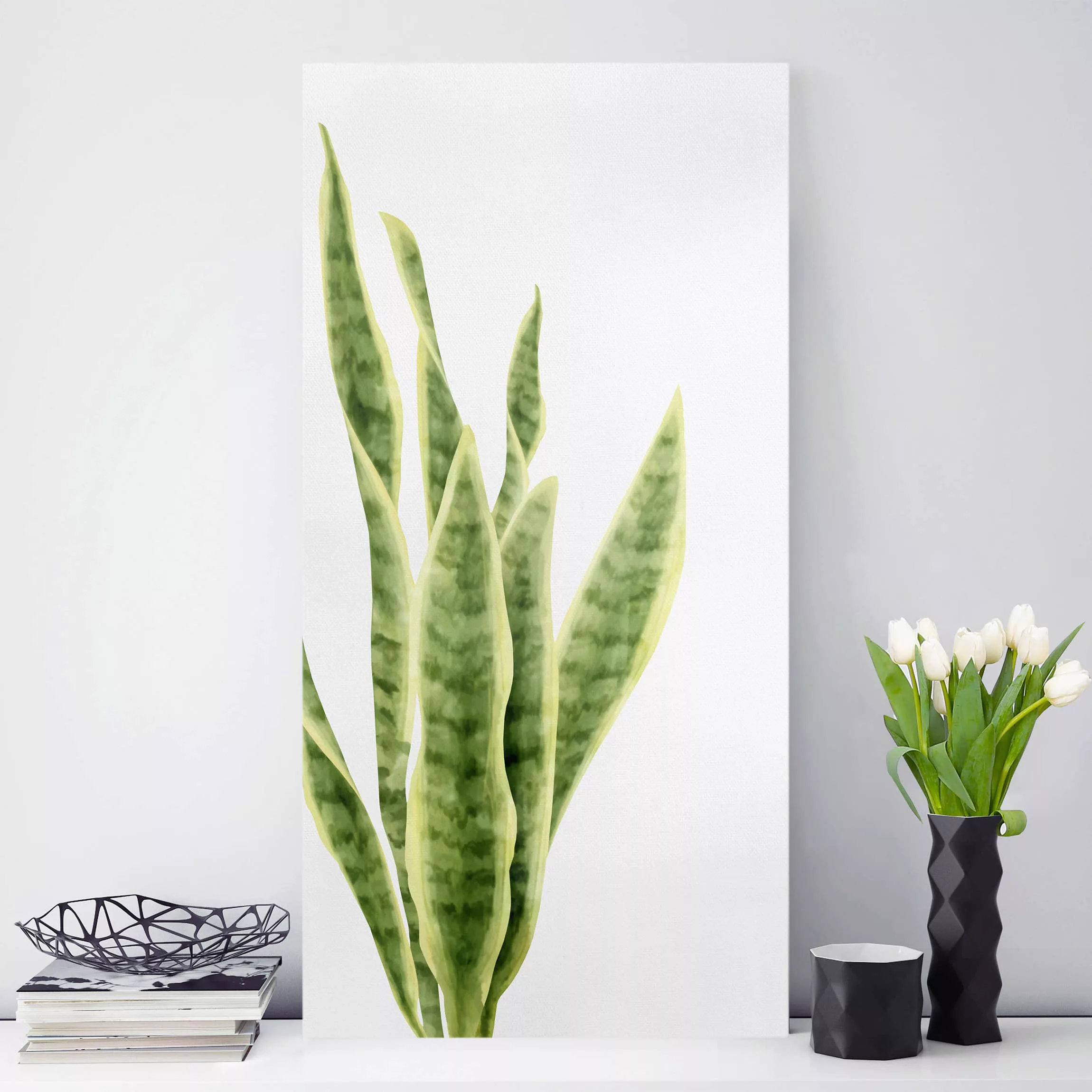 Leinwandbild Botanik - Hochformat Bogenhanf Aquarell günstig online kaufen