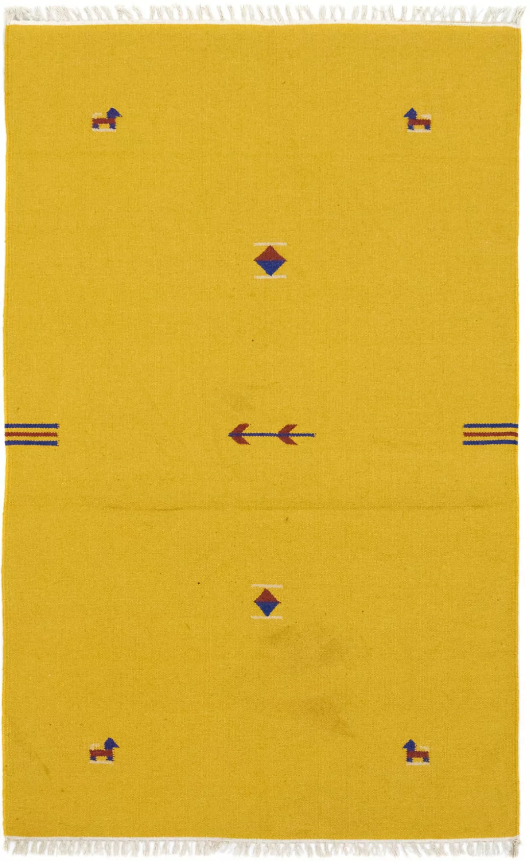 morgenland Wollteppich »Kelim Teppich handgewebt gelb«, rechteckig, Kurzflo günstig online kaufen