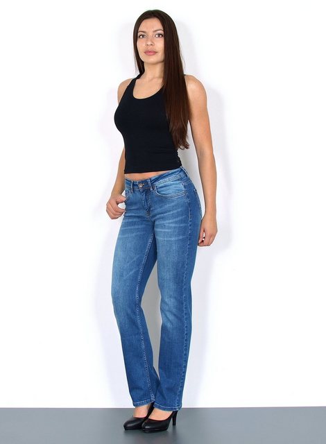 ESRA Straight-Jeans High Waist Straight Fit Jeans Damen Gerader Schnitt bis günstig online kaufen