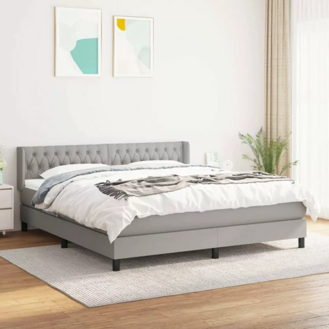 vidaXL Bettgestell Boxspringbett mit Matratze Hellgrau 180x200 cm Stoff Bet günstig online kaufen