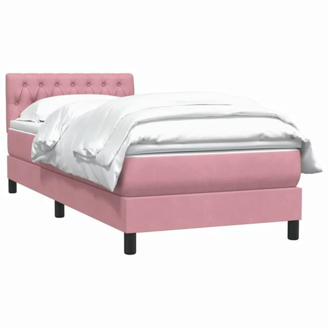 vidaXL Bett Boxspringbett mit Matratze Rosa 100x220 cm Samt günstig online kaufen