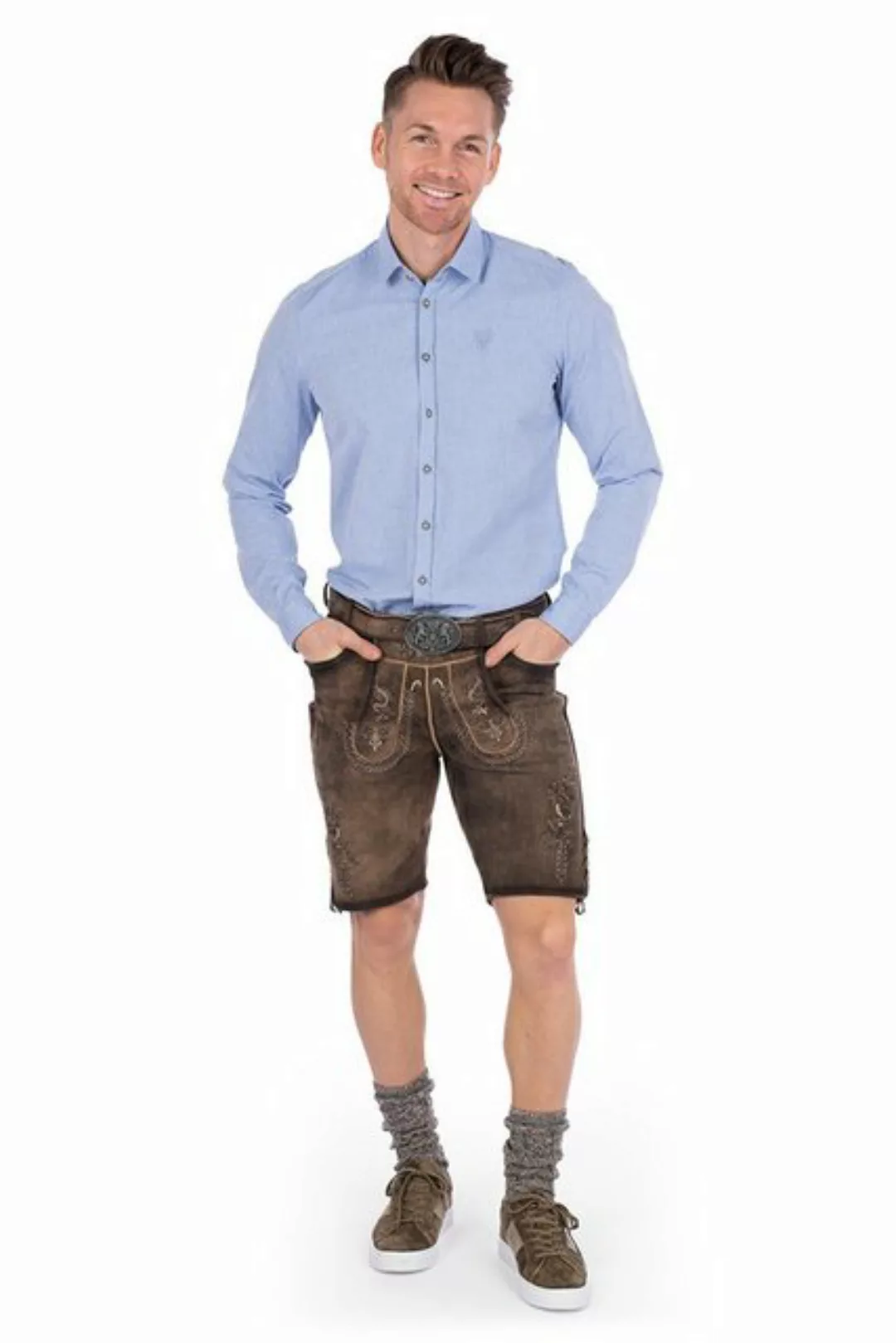 Maddox Trachtenlederhose Lederhose Herren kurz - KOCHELSEE - smoke günstig online kaufen