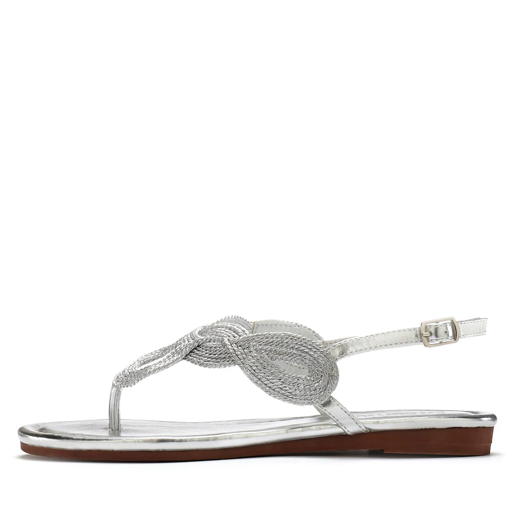 LASCANA Zehentrenner, Sandale, Pantolette im Metallic-Look VEGAN günstig online kaufen