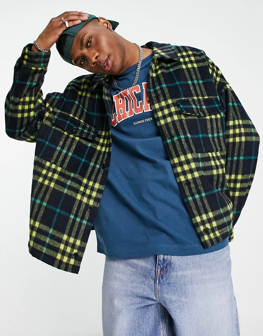 ASOS DESIGN – Oversize-Hemdjacke aus Wollmischung im Western-Look, in marin günstig online kaufen
