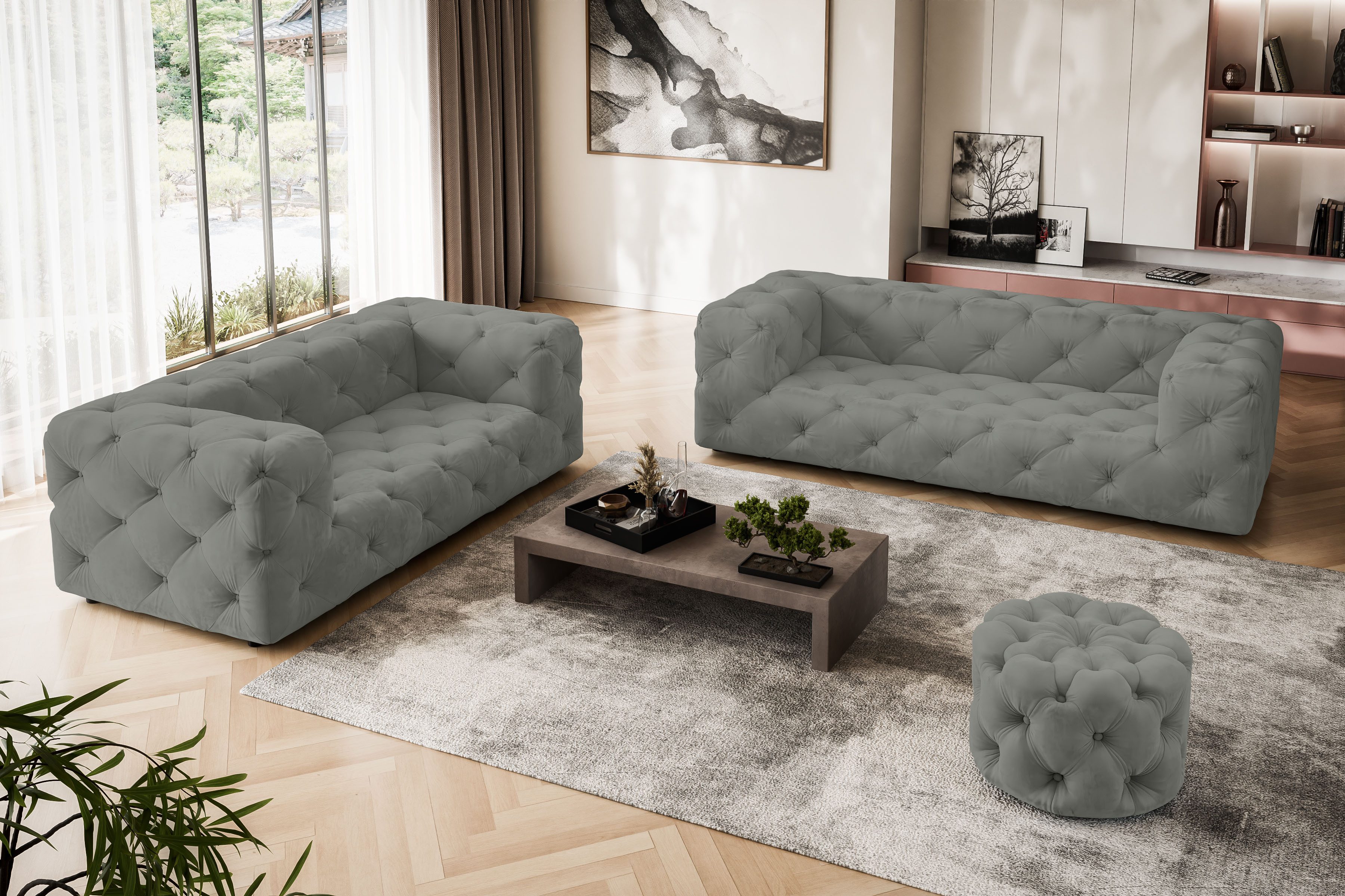 Places of Style 3-Sitzer "FOLLINA", 3-Sitzer Sofa mit klassischer Chesterfi günstig online kaufen