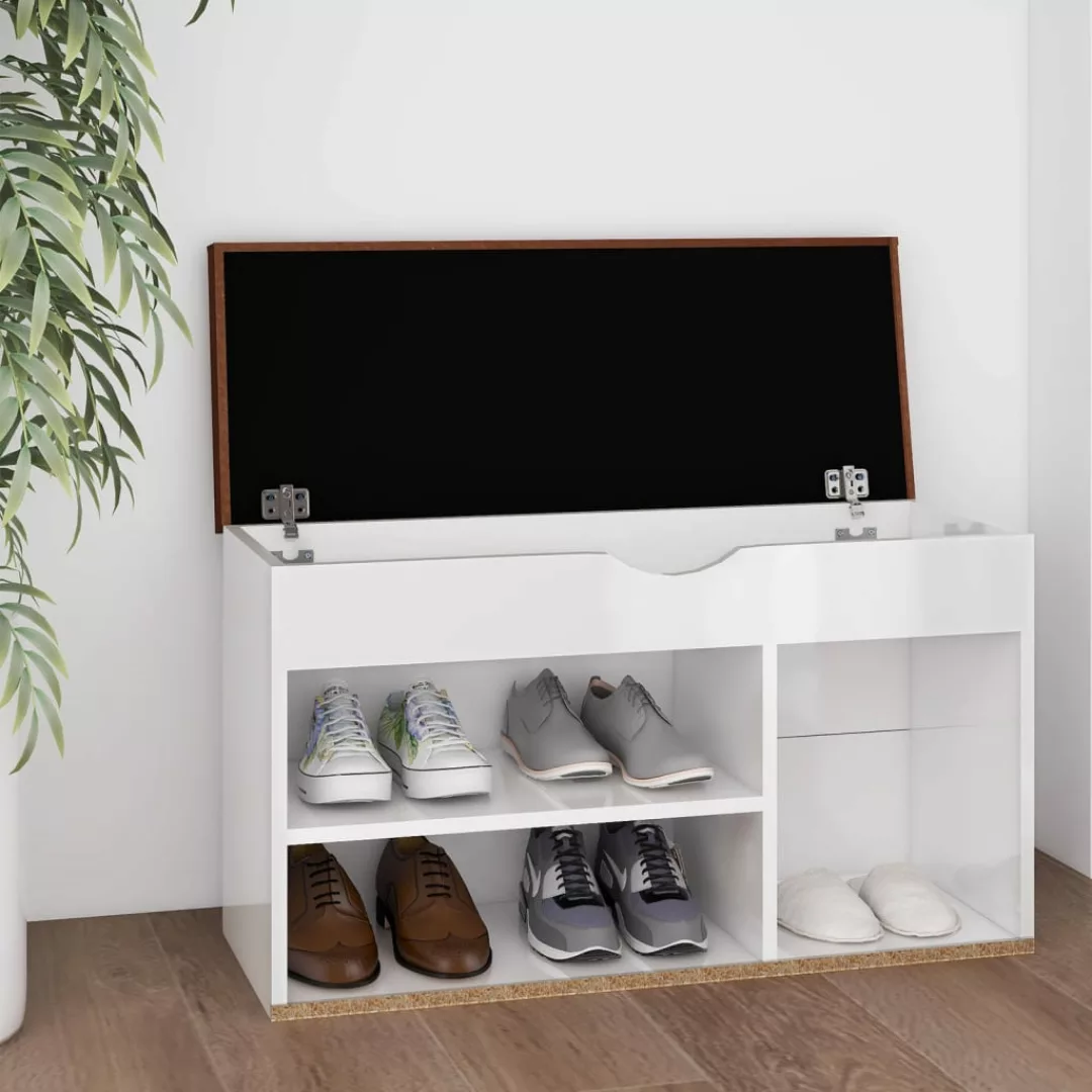 vidaXL Schuhschrank Schuhbank mit Kissen Hochglanz-Weiß 80x30x47 cm Spanpla günstig online kaufen