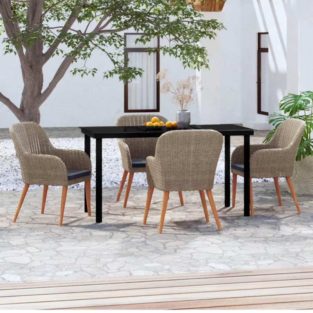 Vidaxl 5-tlg. Garten-essgruppe Mit Auflagen Braun günstig online kaufen