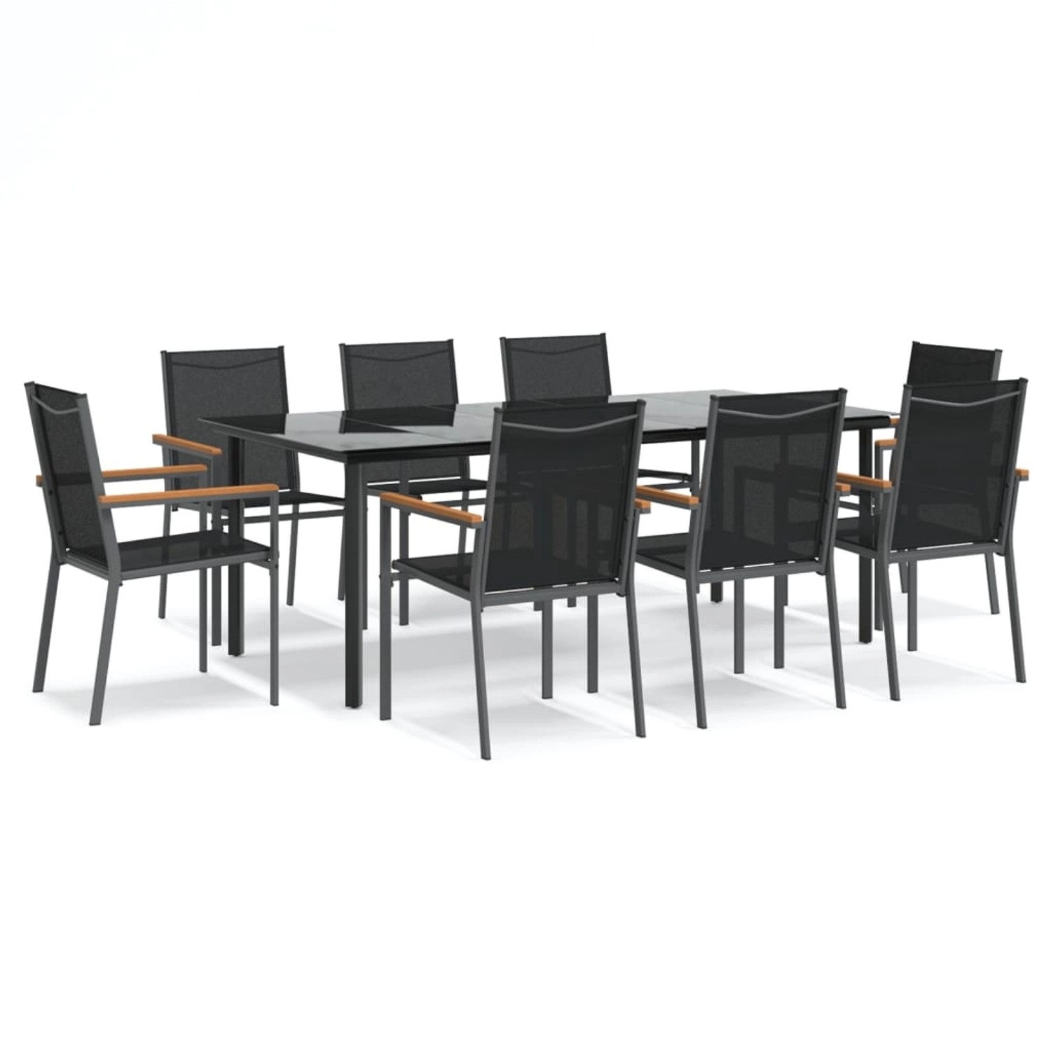 vidaXL 9-Tlg Garten-Essgruppe Schwarz Textilene und Stahl 3187048 günstig online kaufen