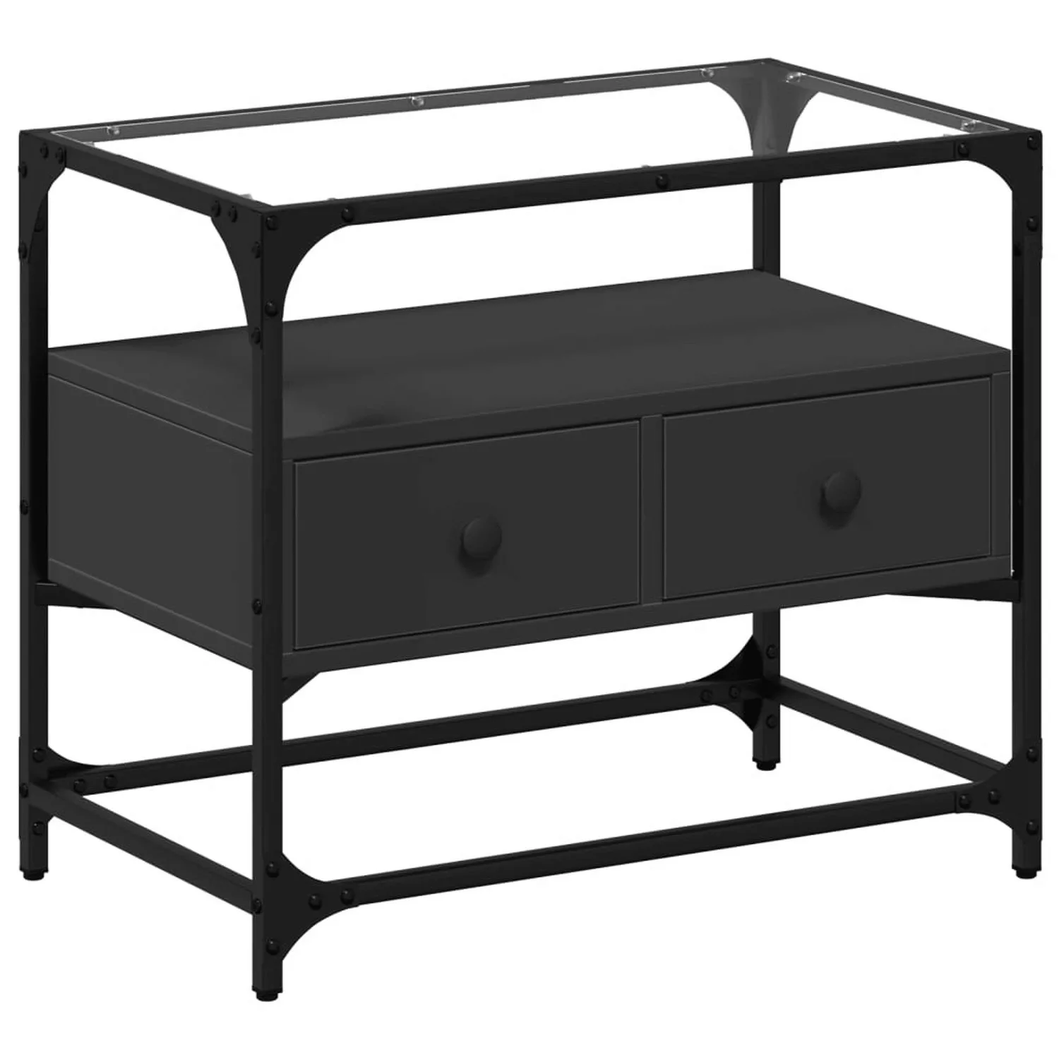 vidaXL TV-Schrank TV-Schrank mit Glasplatte Schwarz 60x35x51 cm Holzwerksto günstig online kaufen