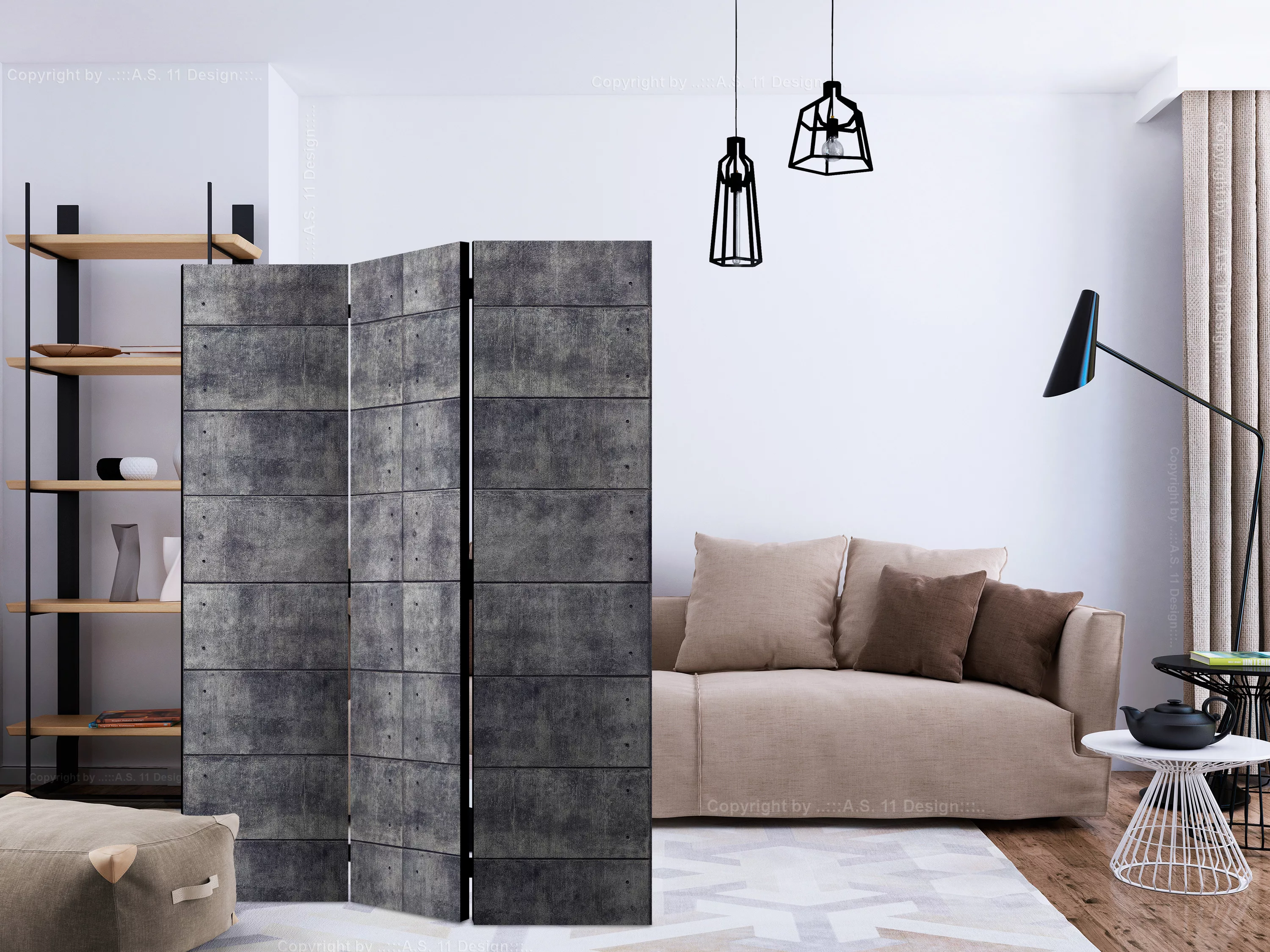 3-teiliges Paravent -  Concrete Fortress [room Dividers] günstig online kaufen