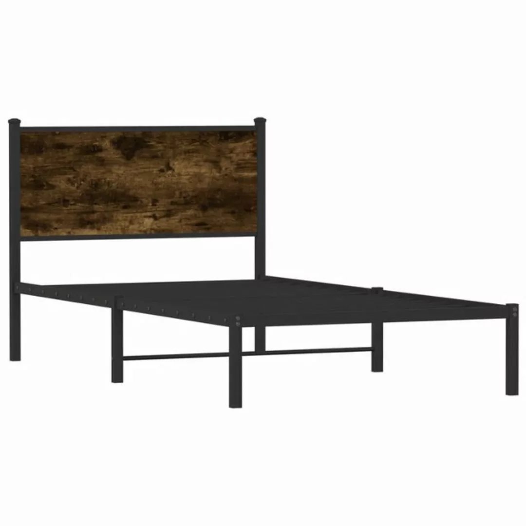 vidaXL Bett Metallbett ohne Matratze Räuchereiche 100x200 cm günstig online kaufen