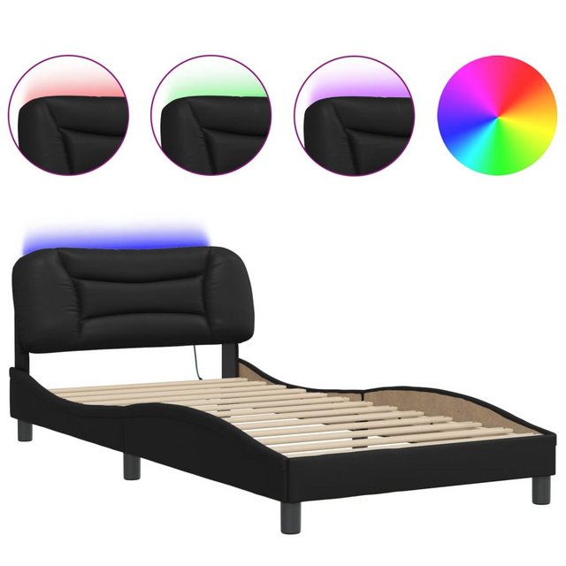 vidaXL Bett Bettgestell mit LED Schwarz 100x200 cm Kunstleder günstig online kaufen