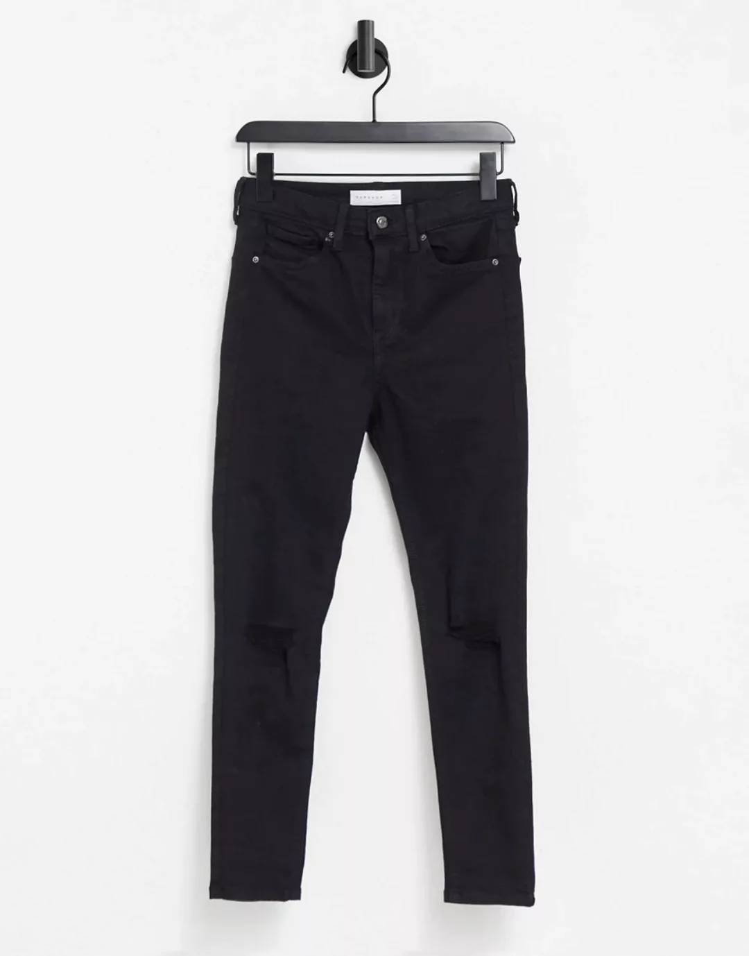 Topshop – Jamie – Jeans mit extremen Rissen in Schwarz günstig online kaufen