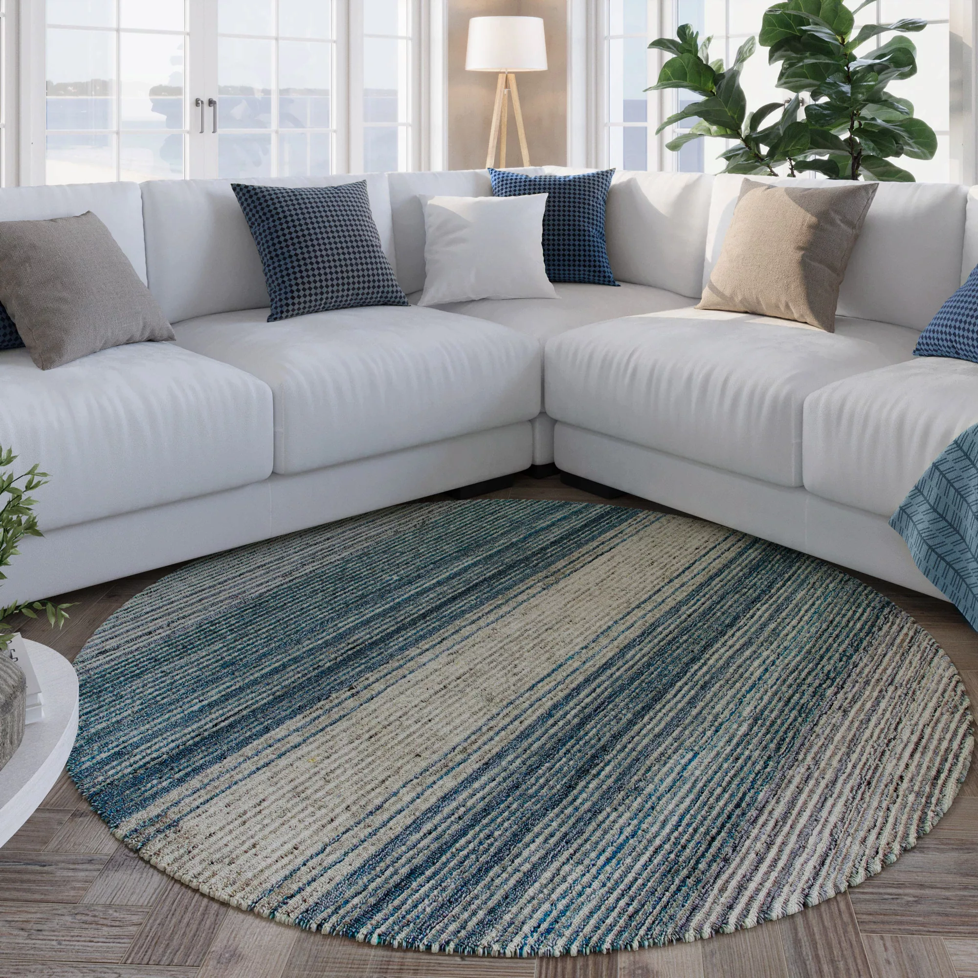 Wecon home Teppich »Hamptons TWENTYFOUR«, rund, 5 mm Höhe, Kurzflor, Wohnzi günstig online kaufen