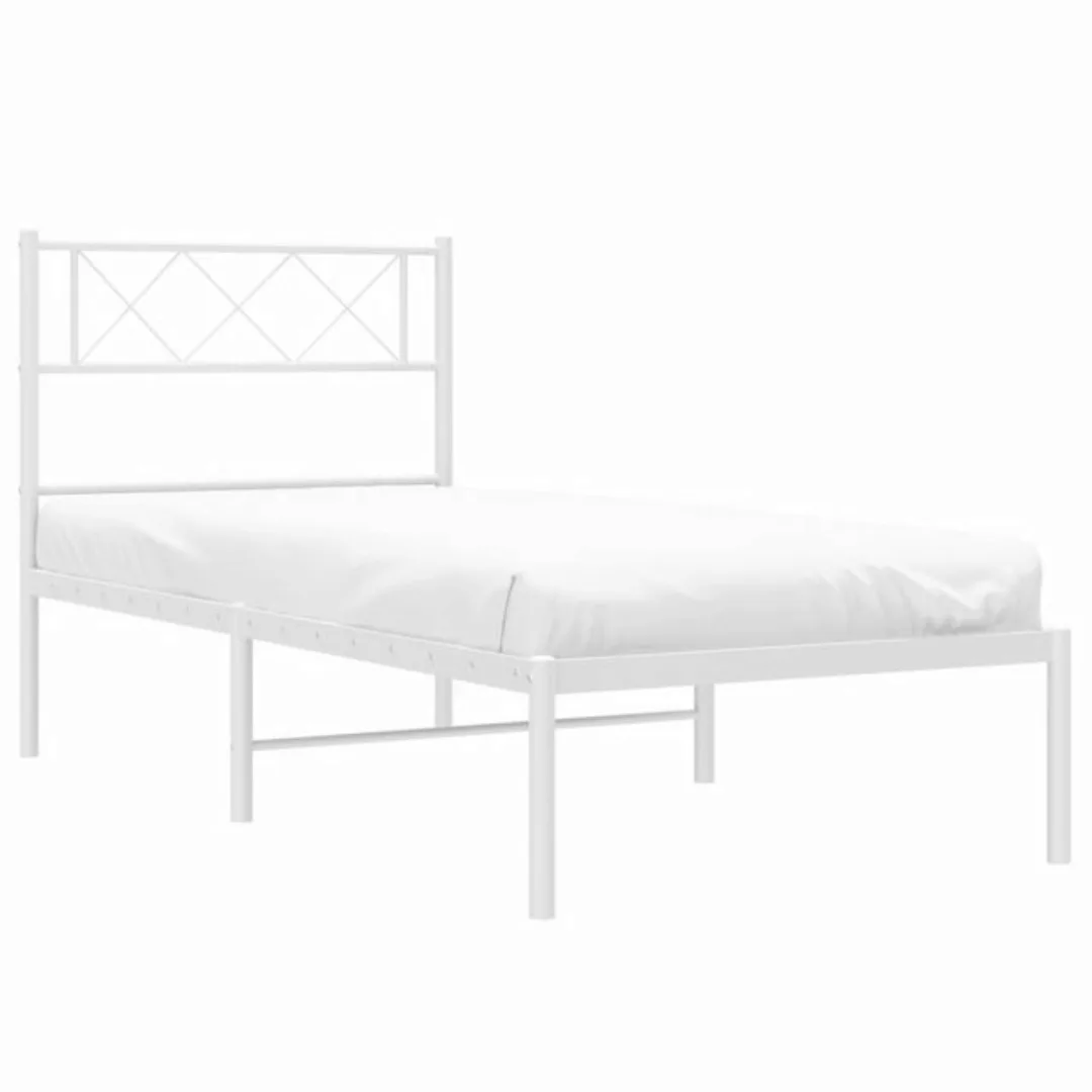 vidaXL Bettgestell Bettrahmen mit Kopfteil Metall Weiß 90x190 cm Bett Bettg günstig online kaufen