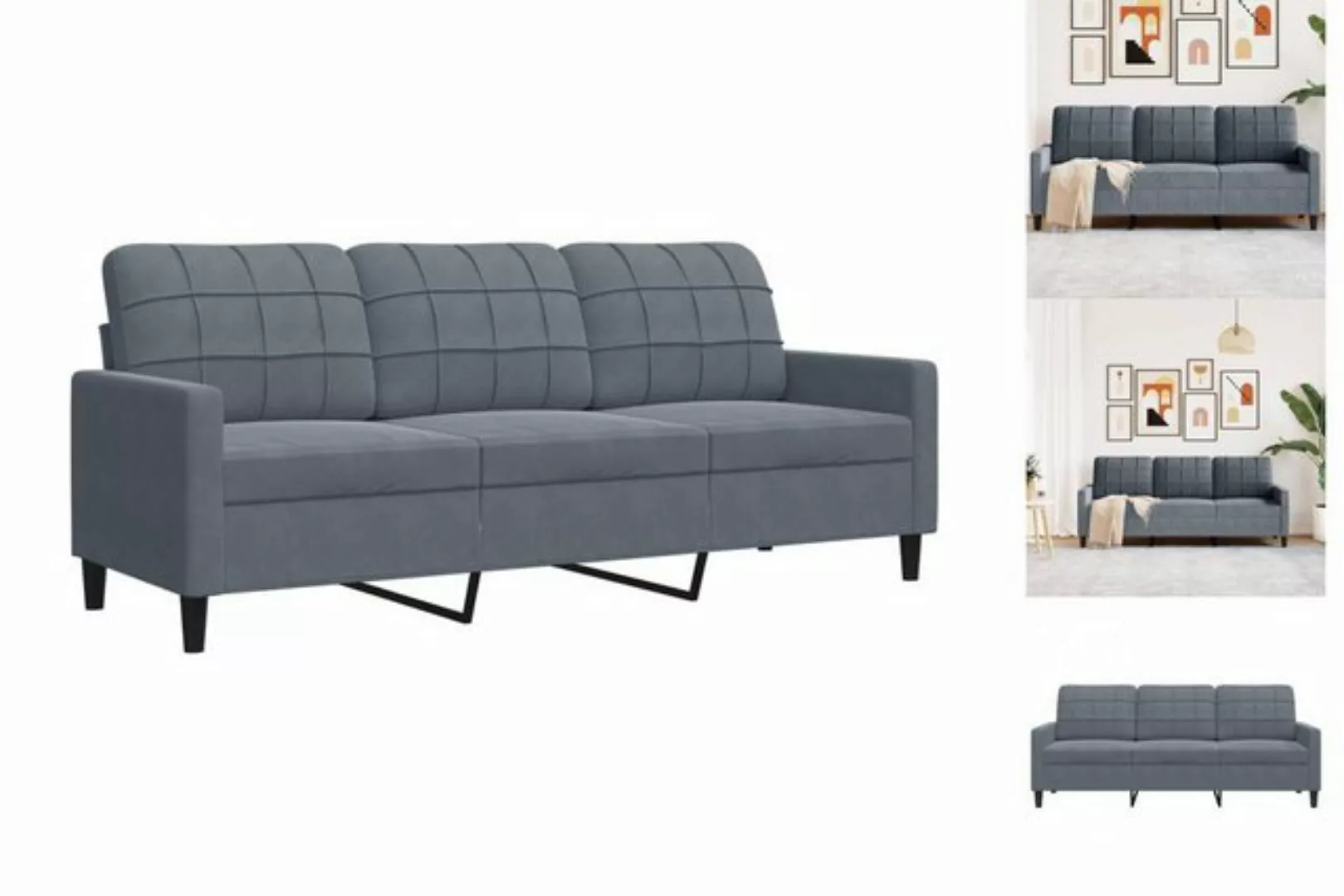 vidaXL Sofa Sofa/ 2-Sitzer/ 3-Sitzer Samt, 180 cm, Dunkelgrau günstig online kaufen