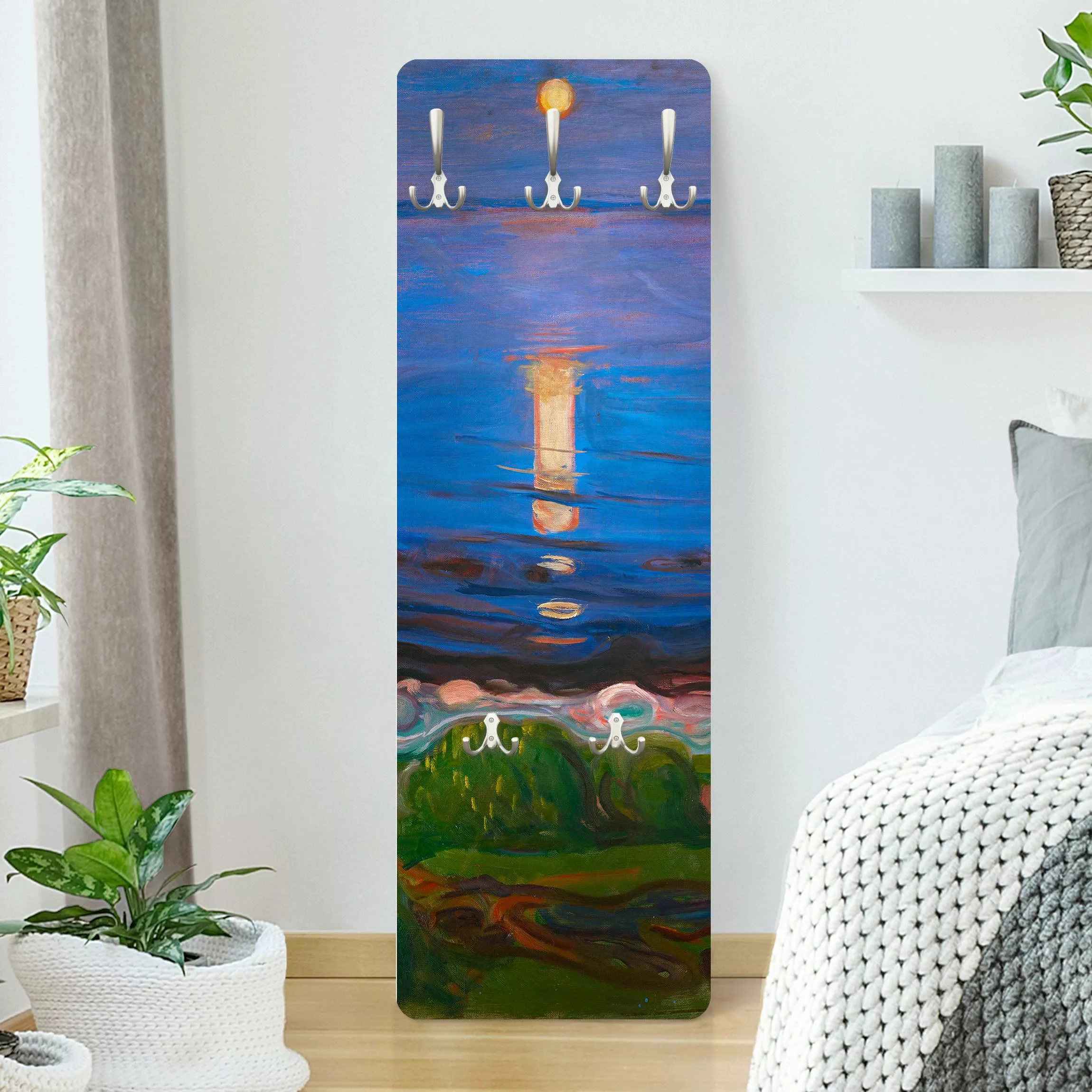 Wandgarderobe Holzpaneel Edvard Munch - Sommernacht am Meeresstrand günstig online kaufen