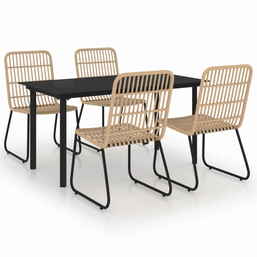 5-tlg. Garten-essgruppe Poly Rattan Und Glas günstig online kaufen