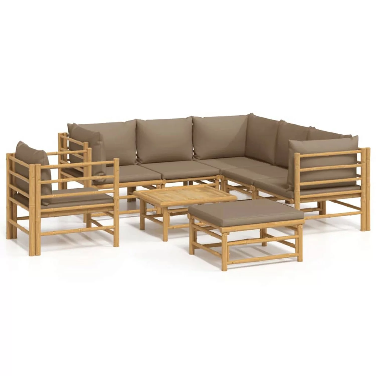 Vidaxl 8-tlg. Garten-lounge-set Mit Kissen Taupe Bambus günstig online kaufen